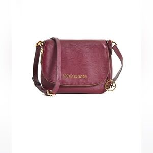 Michael Kors Leather Crossbody Handbag. Merlot. Small Flap. Xbody.